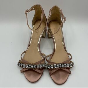 Jewel Badgley Mischka Satin Rhinestone Heels